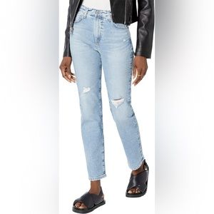 AG Jeans Saige High-Rise Straight in Apparition Destructed